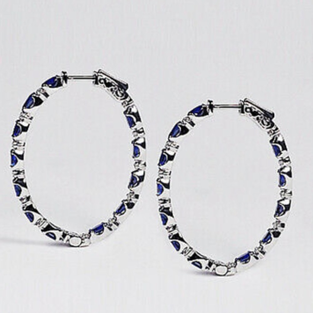 New Sterling silver diamond hoop earrings - Picture 3 of 3